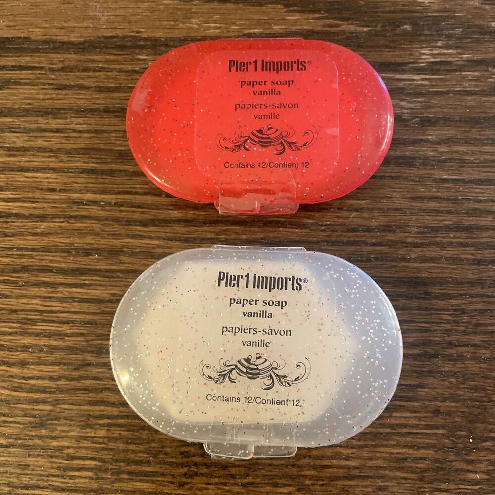 Pier 1 Imports Vanilla ￼Paper Soap In Plastic Container Retired NIP 2 Packs